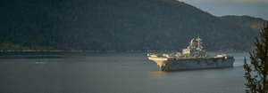 Navy Ship in a river