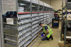 Scene 2 - VMI bin system or organized shelf of inventory is drawn
