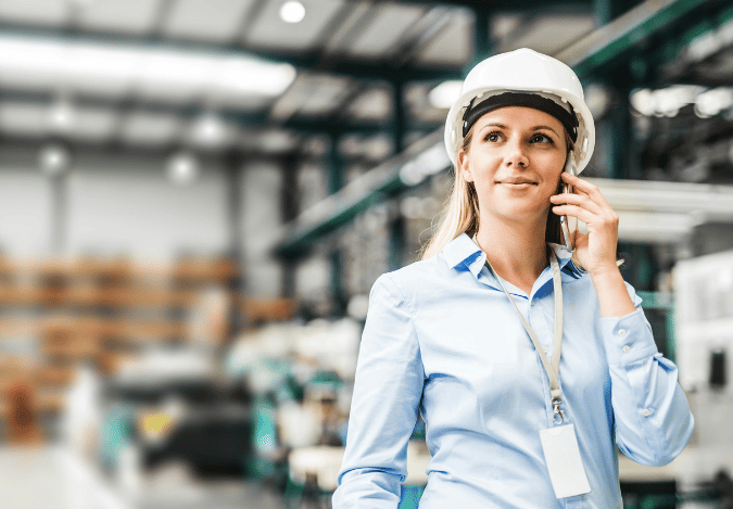 Woman looking up on a call Woman looking up on a call